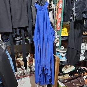 Chic Royal Blue High-Low Dress